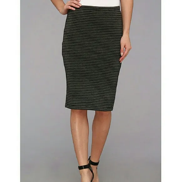 ✨🛍️ BB Dakota Black White Stripe Midi Pencil Skirt XS Black Midi Slip Skirt