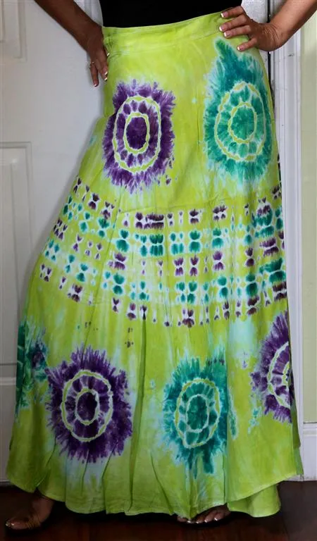 100% Fine Rayon Wrap Skirt ! Tie-Dye Print ! One Size Fits Most !