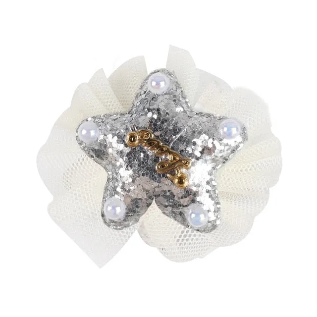 1/5/12 Pcs Shiny Glitter Elastic Hair Band Heart Star Hair Tie Kids Korean Hair Rope Crwon Kawaii Kids Rabbit Hair Accessories