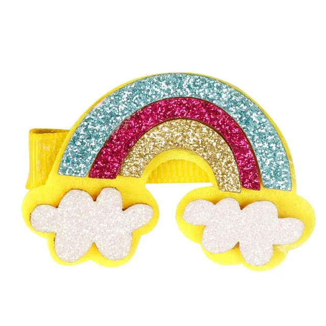 1/5/12 Pcs Shiny Glitter Elastic Hair Band Heart Star Hair Tie Kids Korean Hair Rope Crwon Kawaii Kids Rabbit Hair Accessories