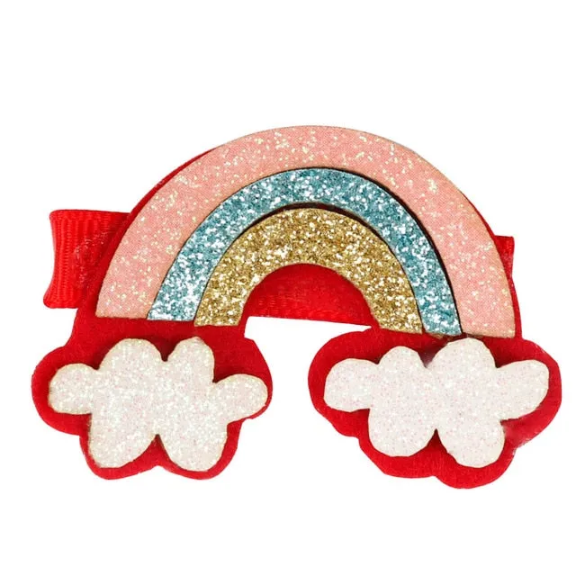 1/5/12 Pcs Shiny Glitter Elastic Hair Band Heart Star Hair Tie Kids Korean Hair Rope Crwon Kawaii Kids Rabbit Hair Accessories