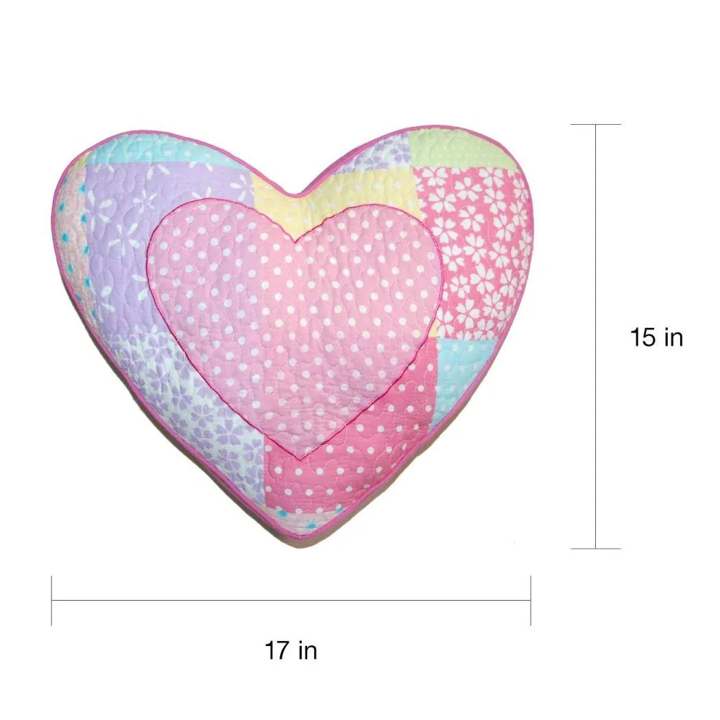 17 x 15 Kids Girls Teal Blue Cute Pink Heart Shaped Pillow Love
