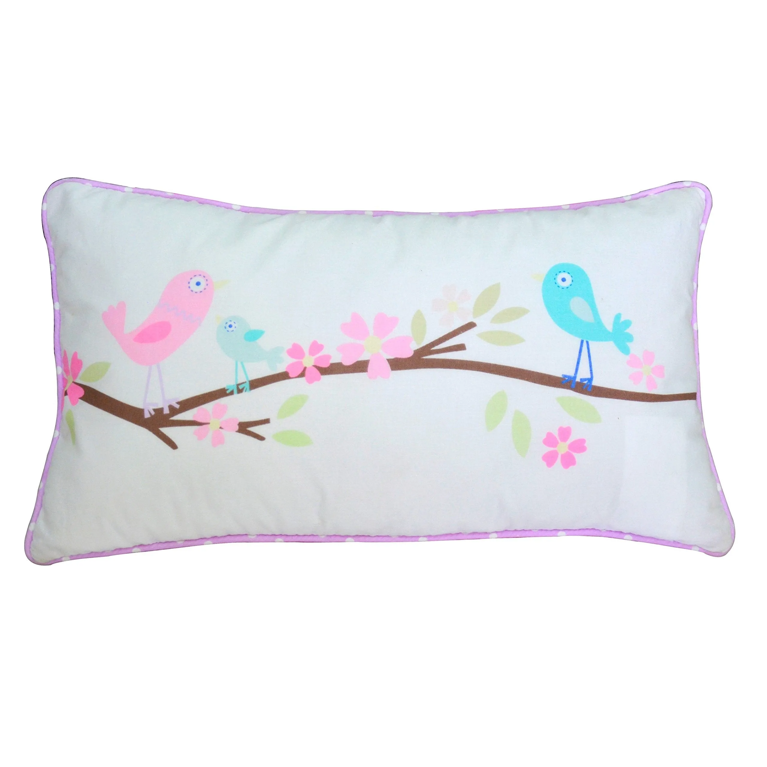 17 x 27 Kids Girls Purple Blue Birds Pillow Cute Birdie Pattern Green