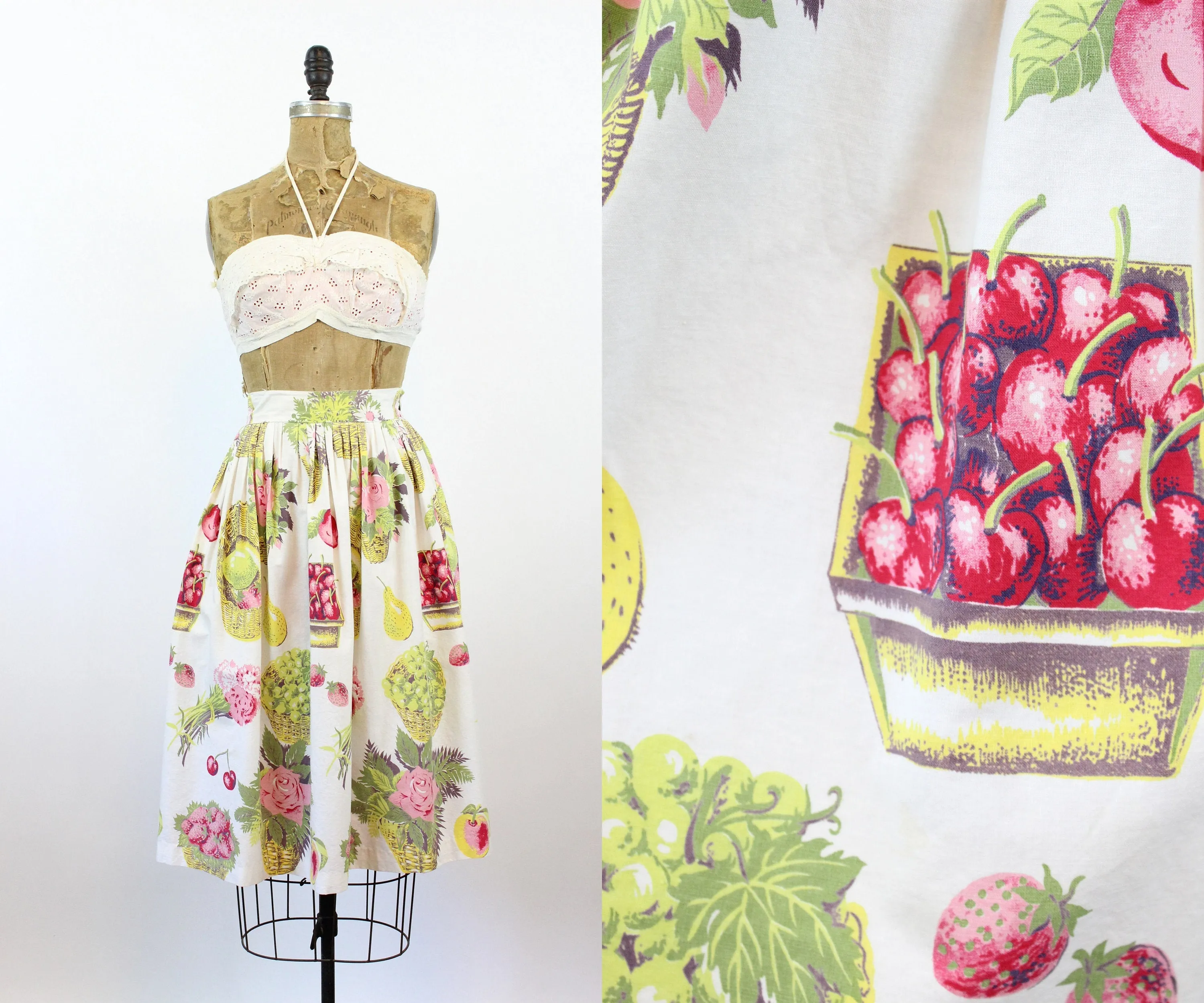 1950s CHERRY pear fruit novelty print skirt xs | new spring summer