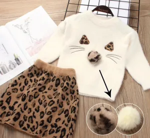 2pc Cat Sweaters  Skirt