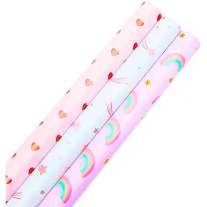 3 Roll Pink Wrapping Paper All Occasion Gift Wrap For Kids Birthday