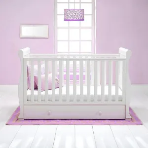 4-in-1 Cocoon Sleigh Cot Bed with Drawer | Wooden Cot | Toddler Bed | Day Bed | White
