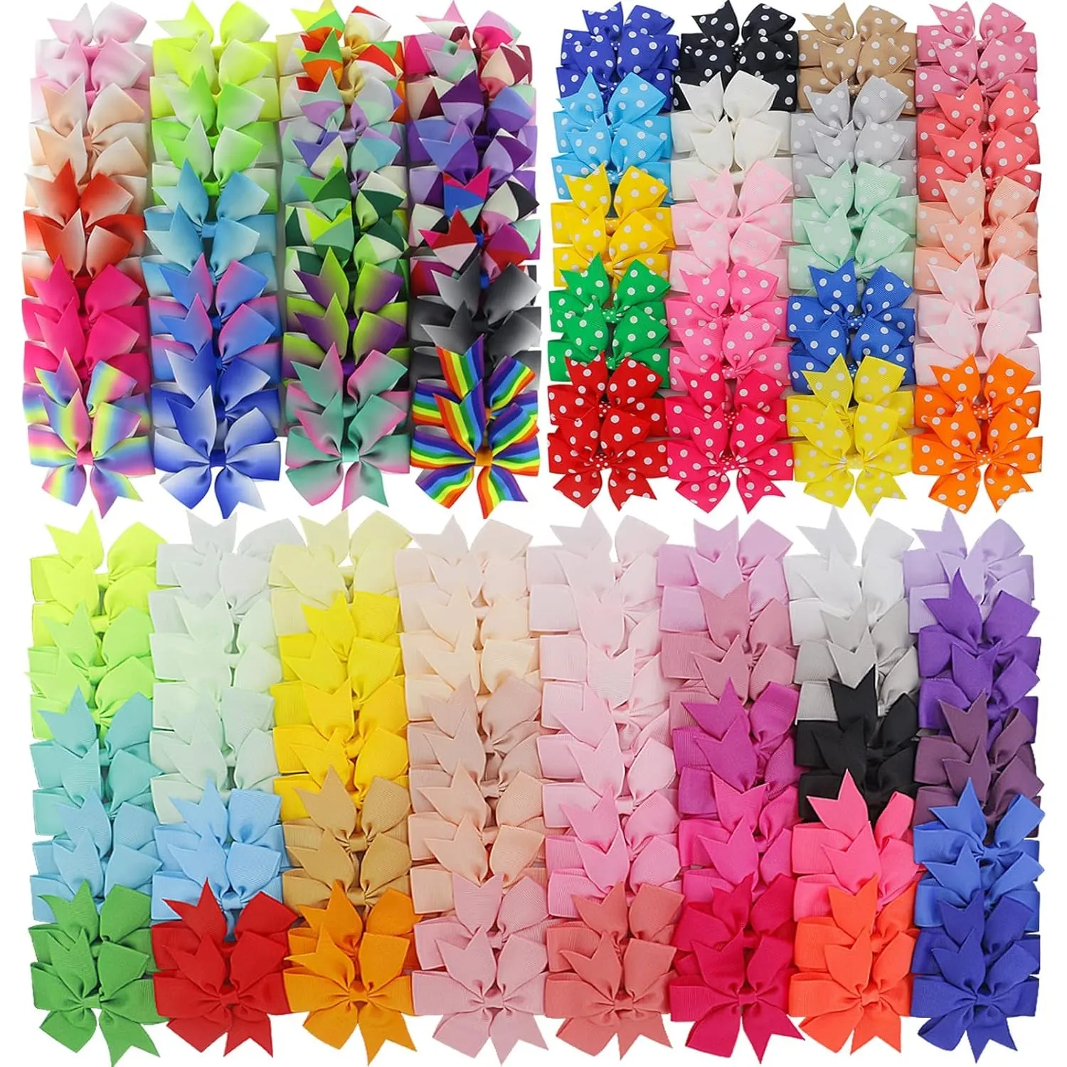 40Piece 3 Inch Boutique Grosgrain Ribbon Pinwheel Hair Bows Alligator Clips for Girls Babies Toddlers Accessories Teens in Pairs