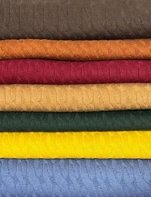 52CM BORDEAUX REMNANT CABLE JUMPER KNIT FABRIC