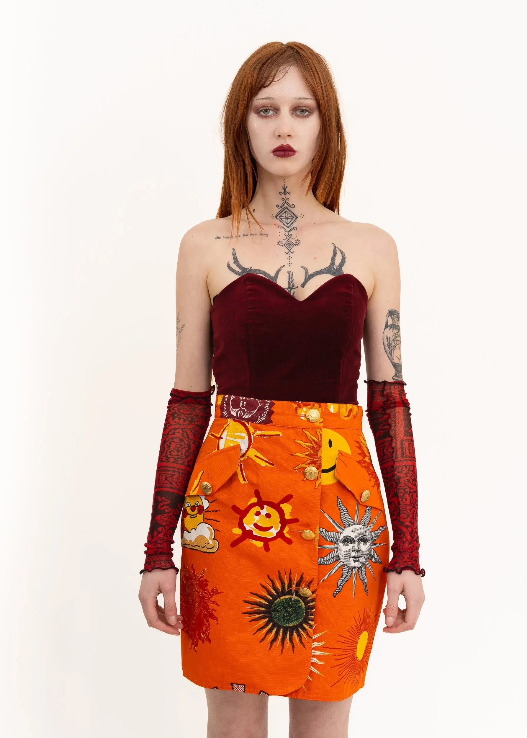 90s vintage sun print skirt