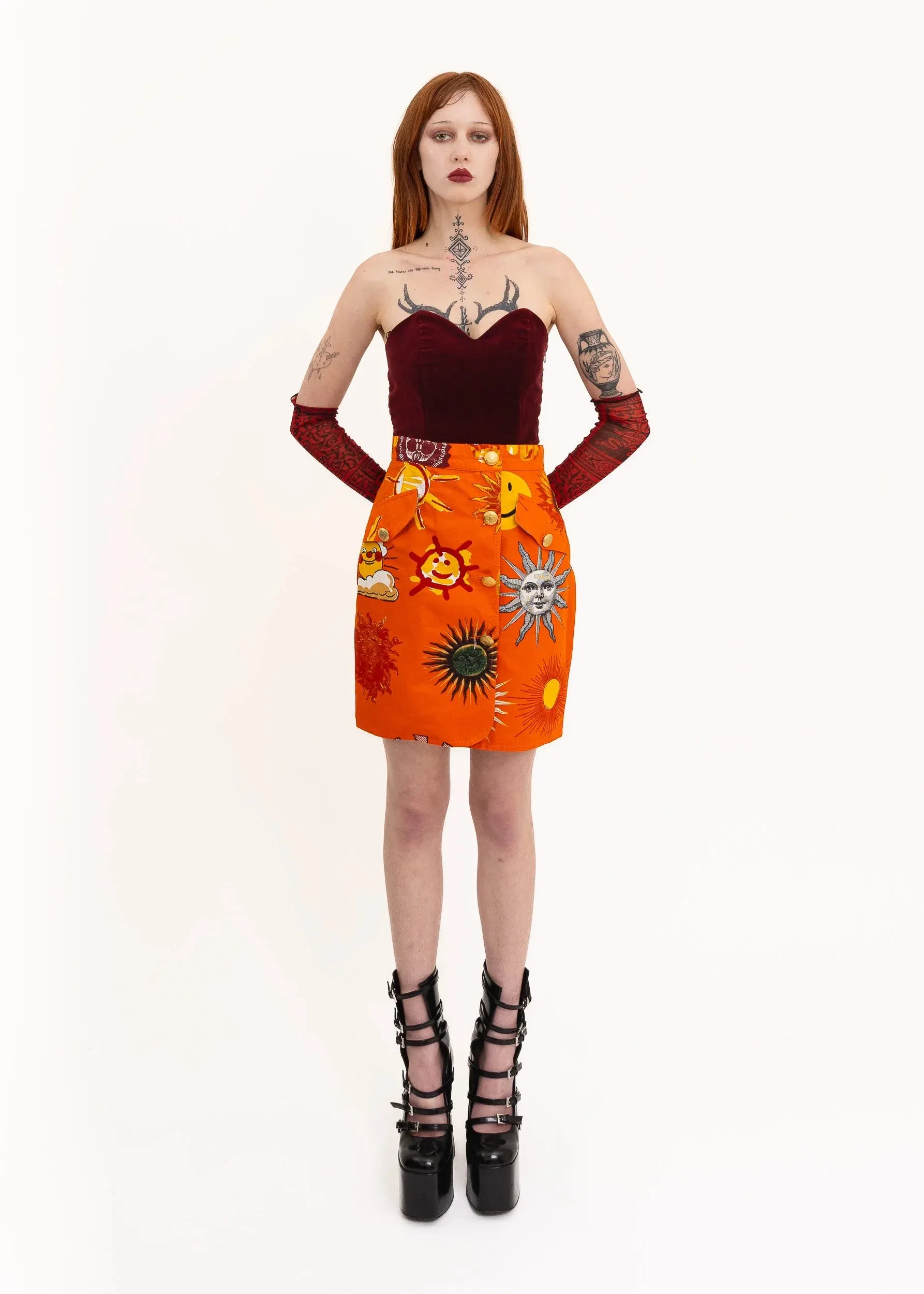 90s vintage sun print skirt