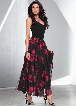 (A) Floral Maxi Skirt