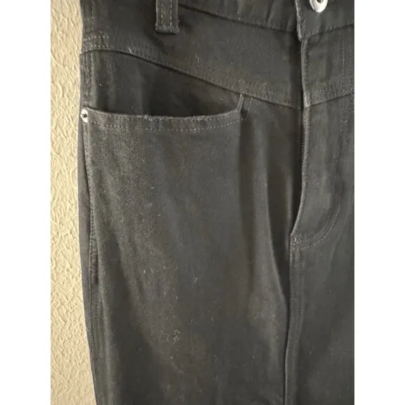 A Loves A Pencil Midi Jean Skirt Size 25 Black High Waisted Denim Slit Front
