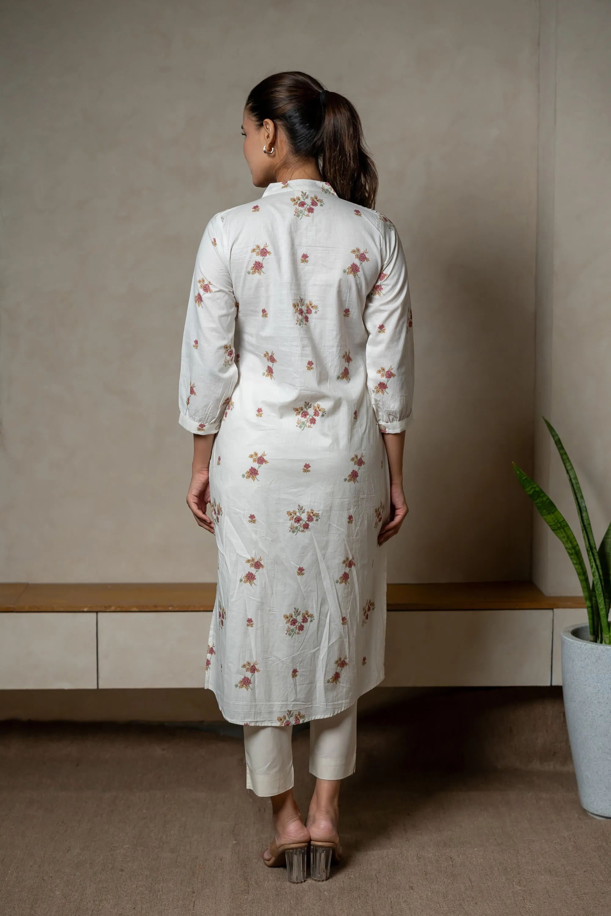 Aabha Pink Printed Cotton Kurta | Ray-ethnic