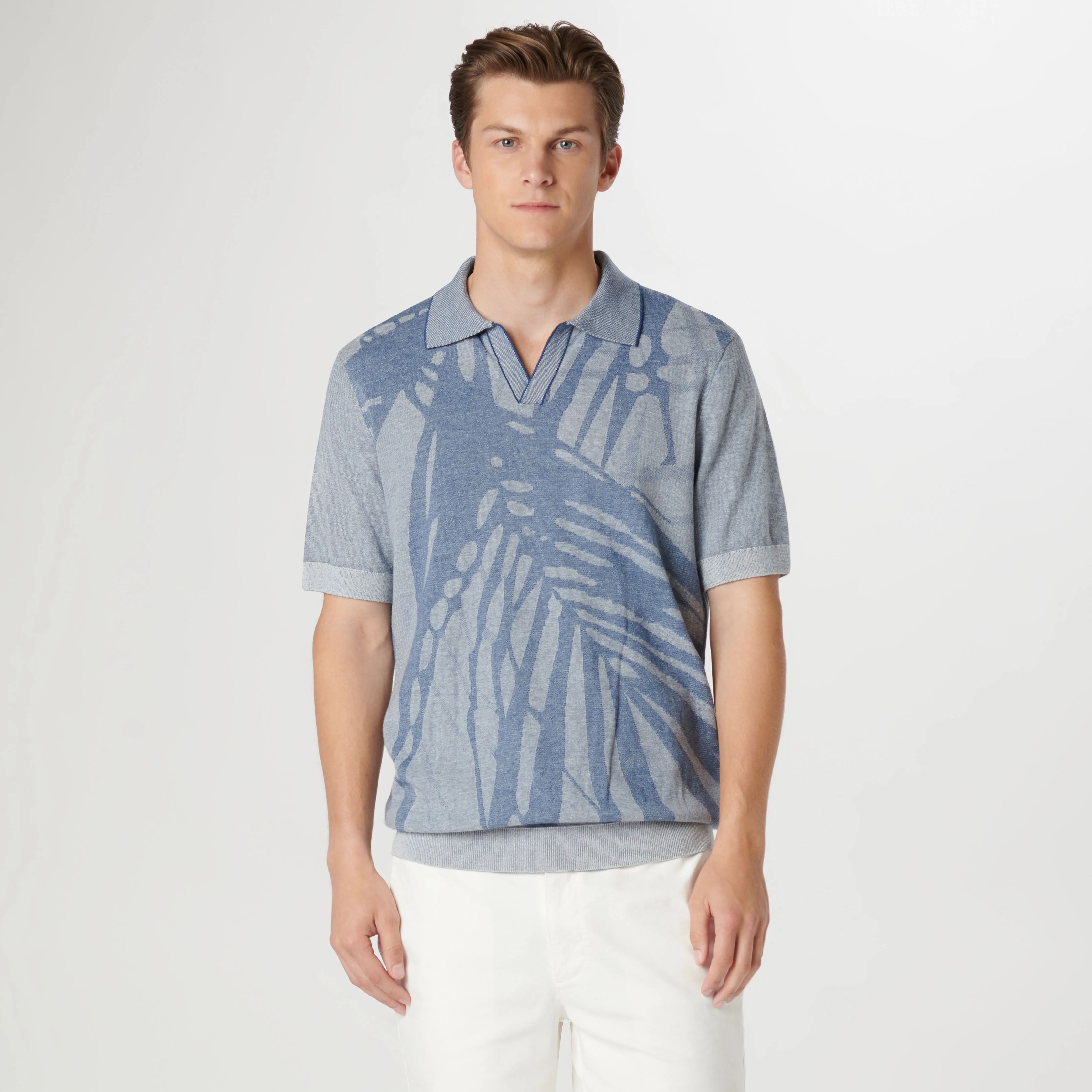Abstract Print Short Sleeve Johnny Sweater