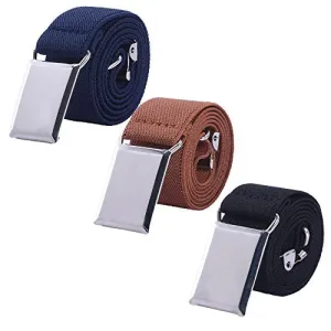 Adjustable Elastic Buckle Belts 3 Pack (Navy/Brown/Black)
