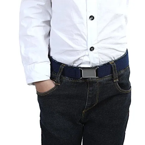 Adjustable Elastic Buckle Belts 3 Pack (Navy/Brown/Black)
