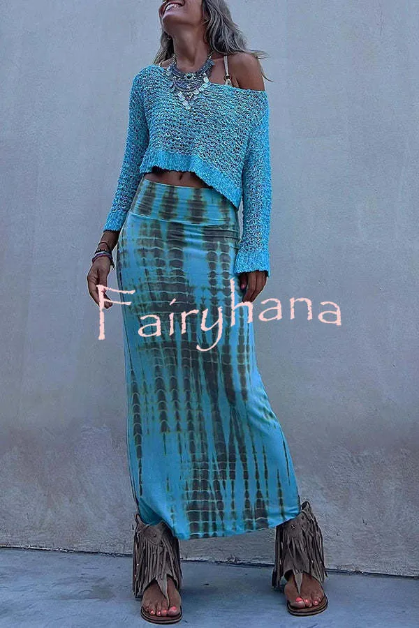 Adoring Memories Tie-dye Elastic Waist Maxi Skirt