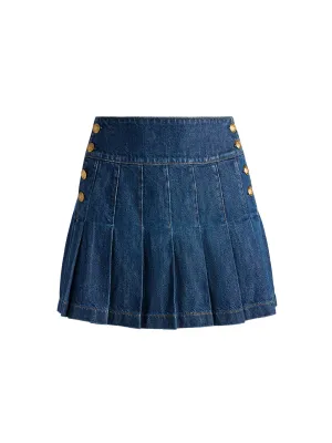 Alice   Olivia Lanna Pleated Mini Skirt w/ Buttons in Love Train