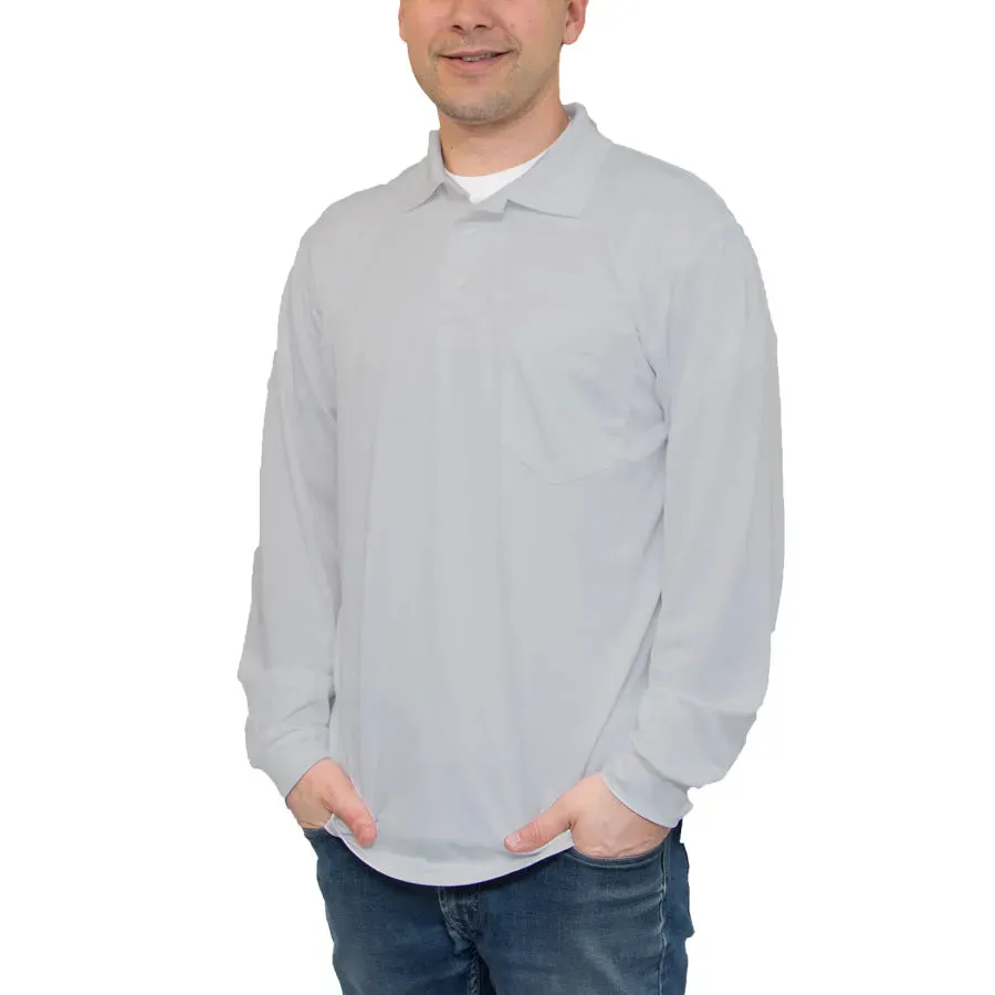 All American Clothing Co. - Long Sleeve Pique Cotton Polo with Pocket