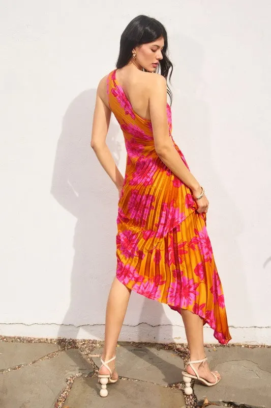 All In Love Asymmetrical Pleated Maxi Dress