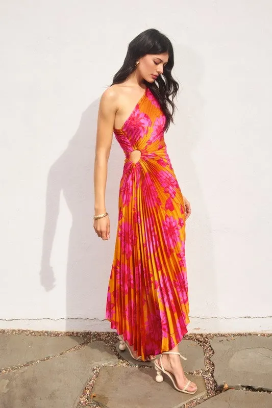 All In Love Asymmetrical Pleated Maxi Dress