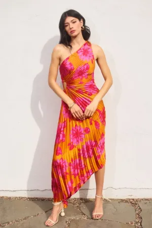 All In Love Asymmetrical Pleated Maxi Dress
