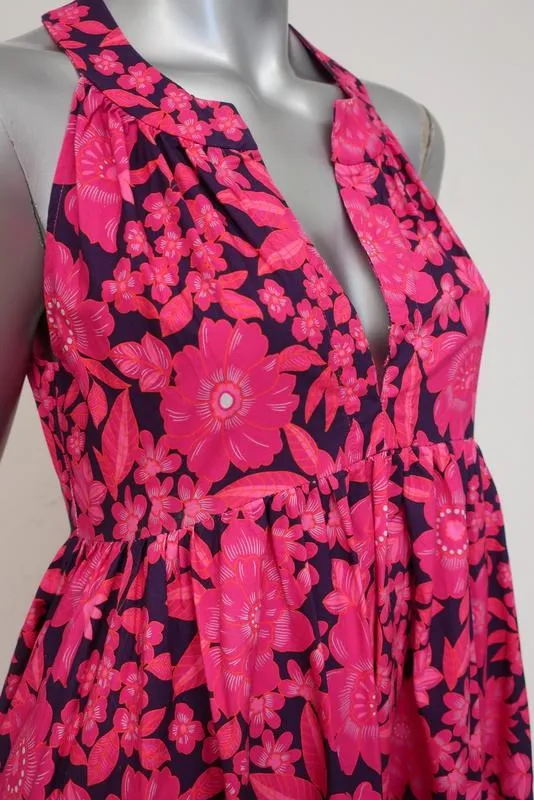Aloha Marina Maxi Dress Kona Pink Floral Print Cotton Sleeveless Size Small NEW