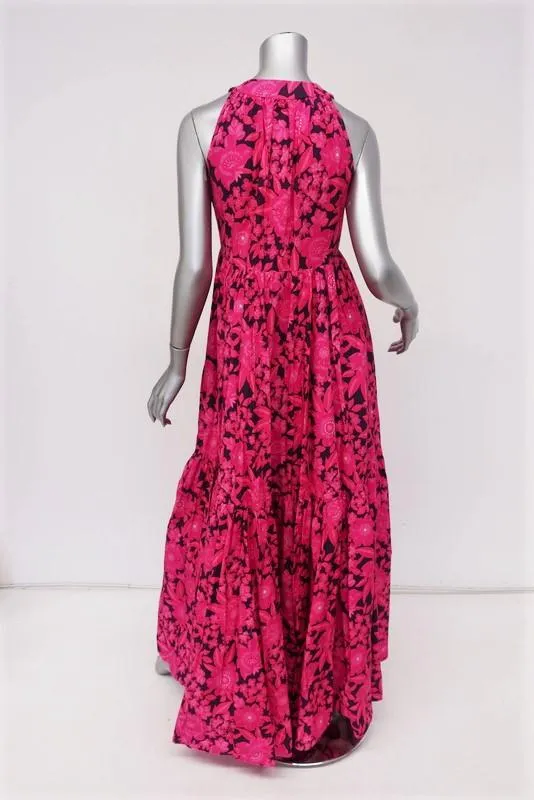 Aloha Marina Maxi Dress Kona Pink Floral Print Cotton Sleeveless Size Small NEW