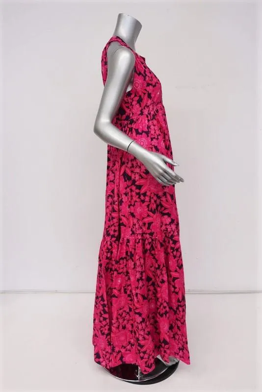 Aloha Marina Maxi Dress Kona Pink Floral Print Cotton Sleeveless Size Small NEW