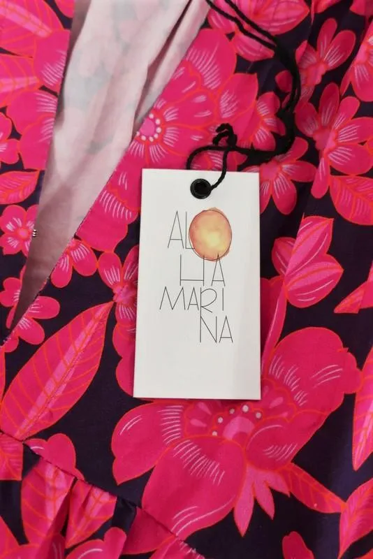 Aloha Marina Maxi Dress Kona Pink Floral Print Cotton Sleeveless Size Small NEW