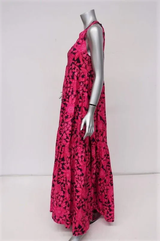 Aloha Marina Maxi Dress Kona Pink Floral Print Cotton Sleeveless Size Small NEW
