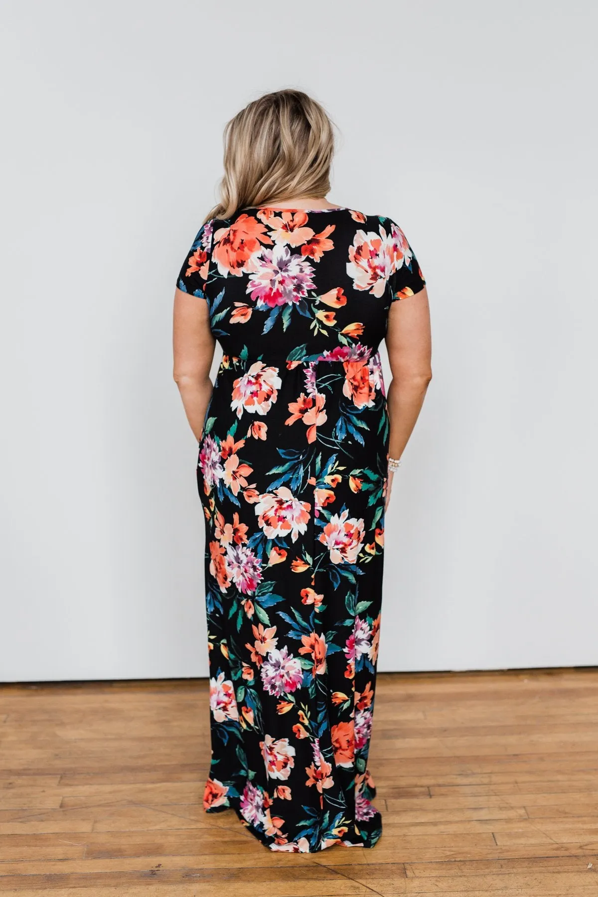 Alright By Me Floral Maxi Dress- Black