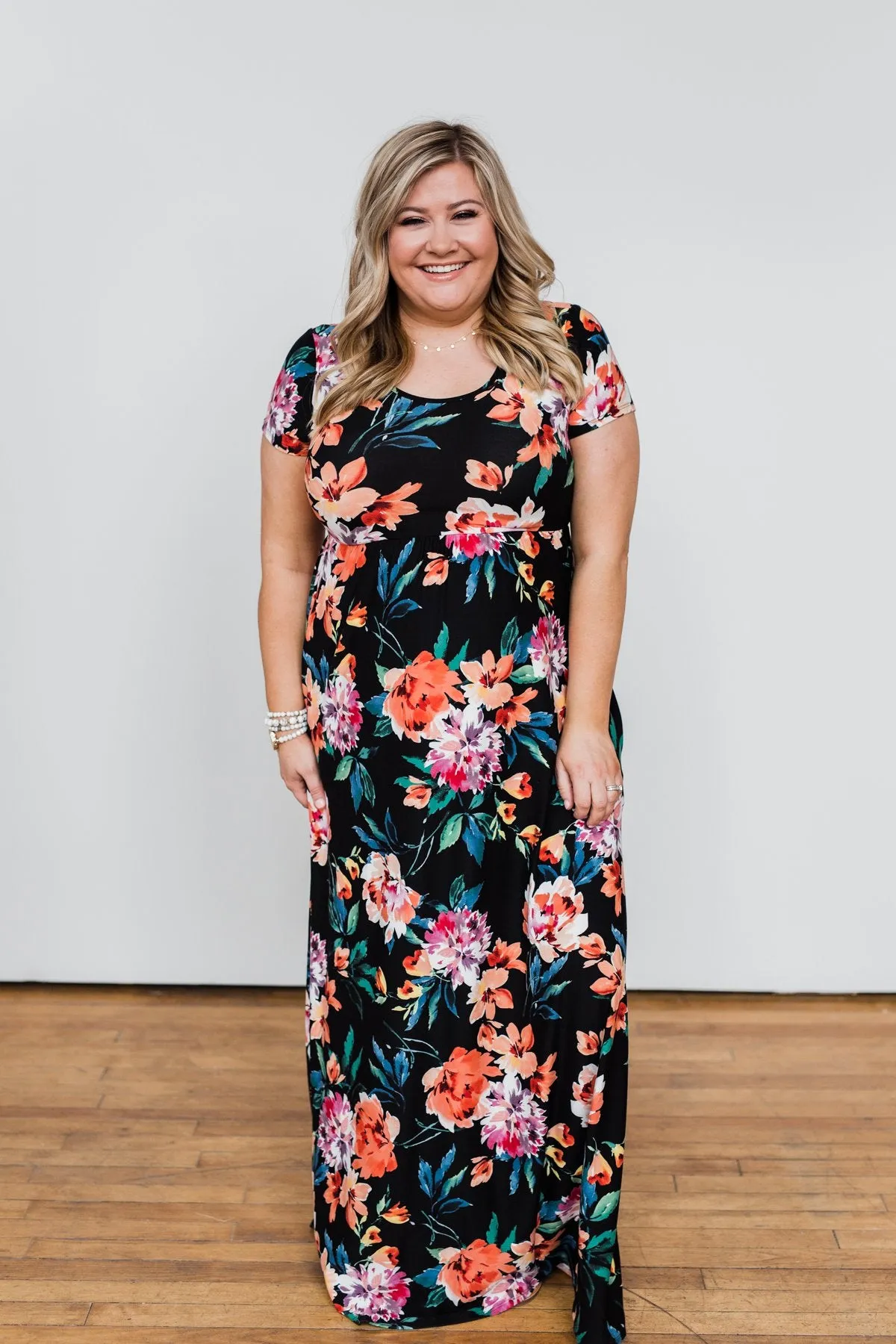 Alright By Me Floral Maxi Dress- Black