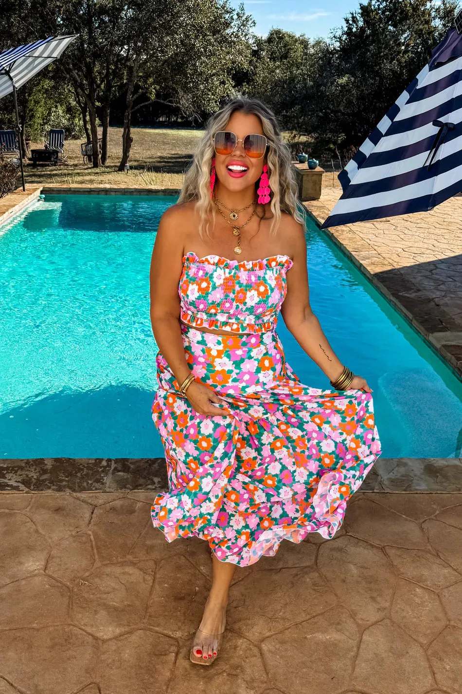 Amalfi Blooms 3pc Swim Suit Set