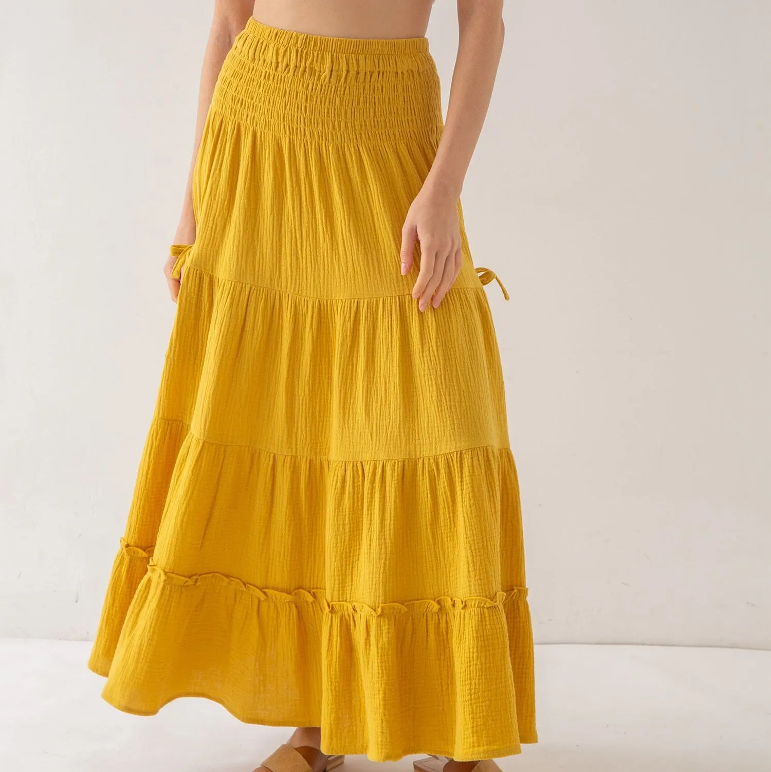 Amazhiyu Womens Maxi Boho Skirt Summer Flowy Renaissance Skirt