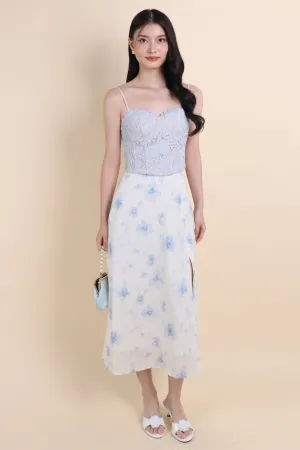 AMERY FLORAL MAXI SKIRT IN BLUE