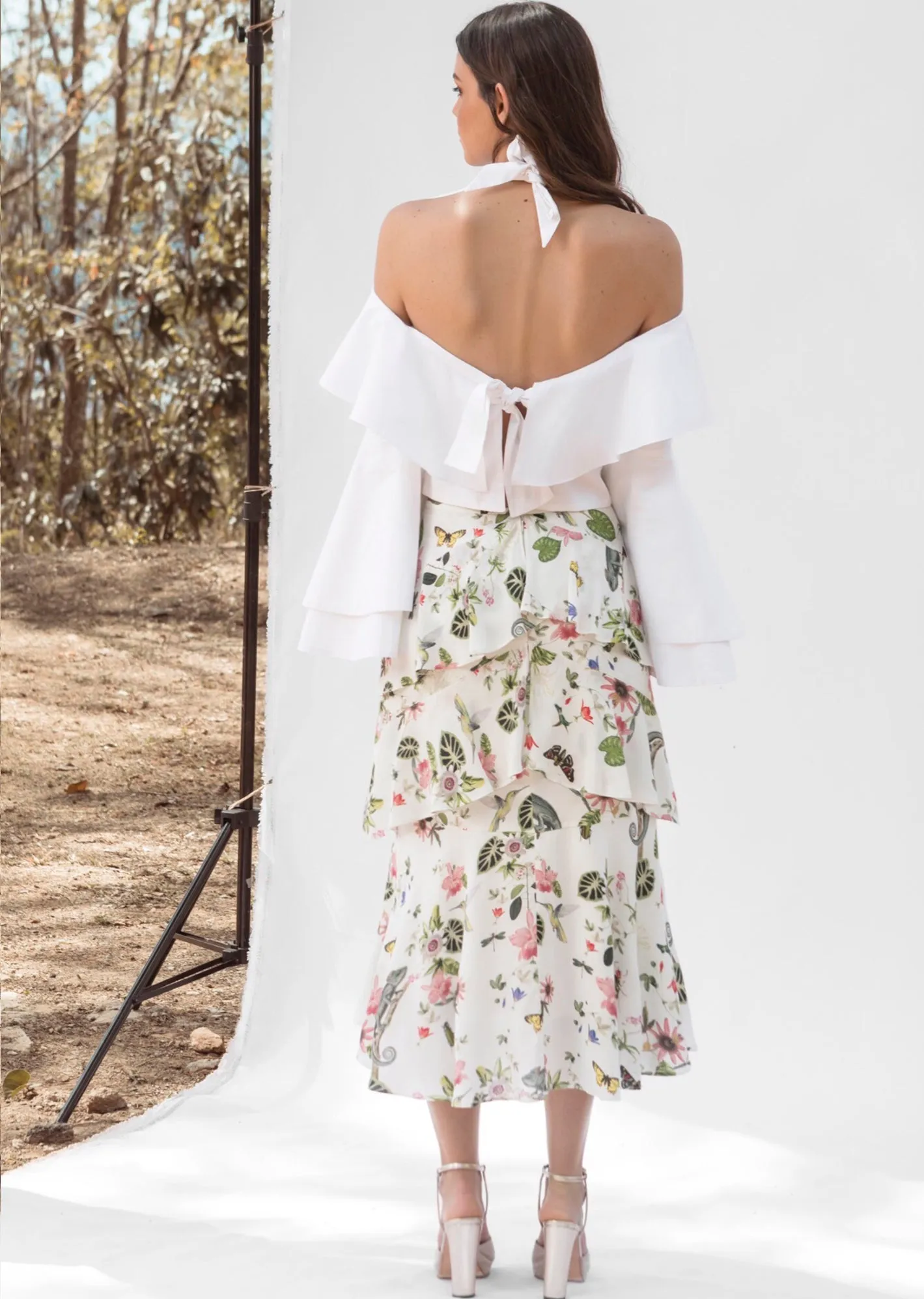 ANABELLA SKIRT IN WHITE CAMALEON PRINT
