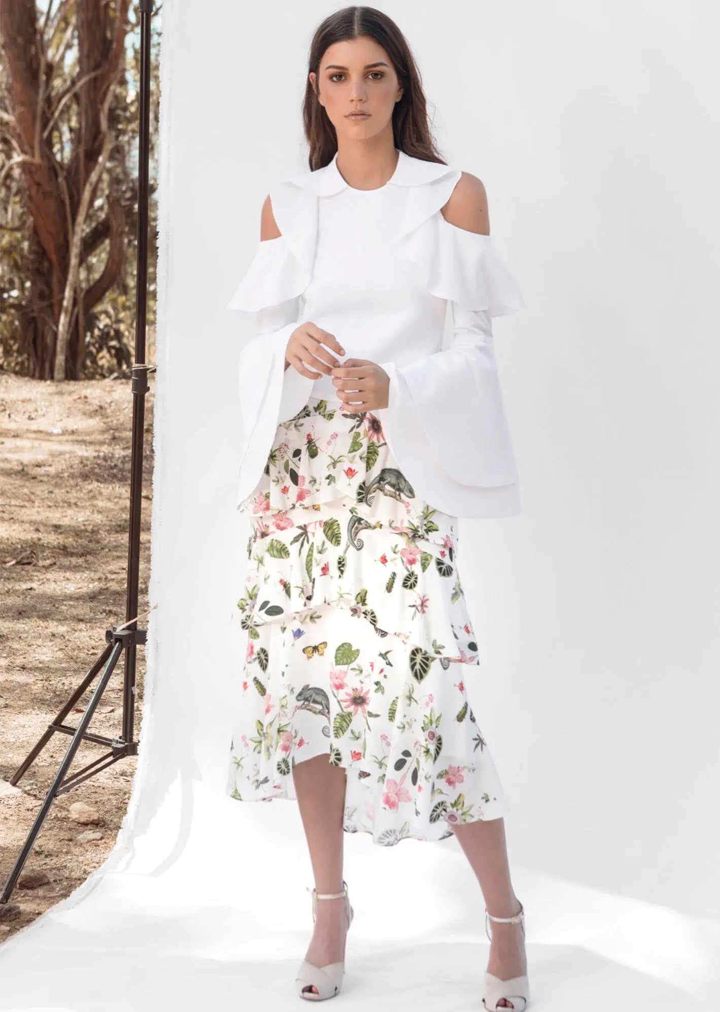 ANABELLA SKIRT IN WHITE CAMALEON PRINT