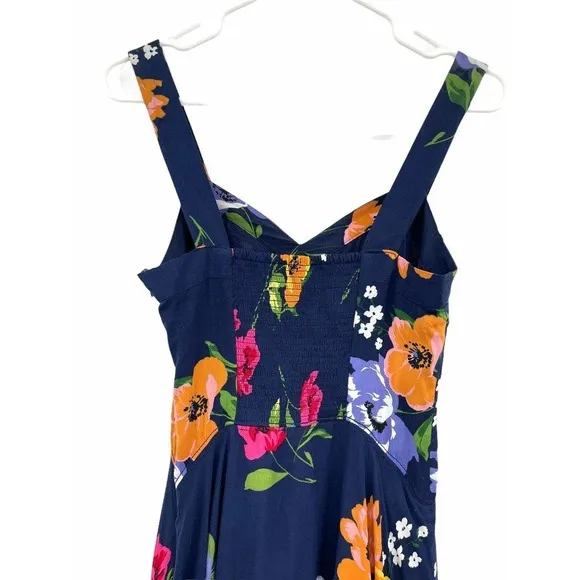 Anthropologie Maeve Vivienne blue Maxi Dress Size 2 Floral Smocked Back