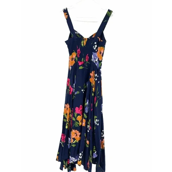 Anthropologie Maeve Vivienne blue Maxi Dress Size 2 Floral Smocked Back