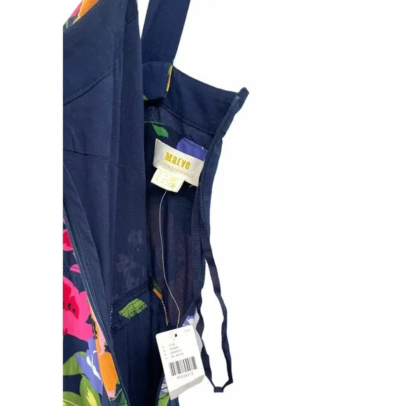 Anthropologie Maeve Vivienne blue Maxi Dress Size 2 Floral Smocked Back
