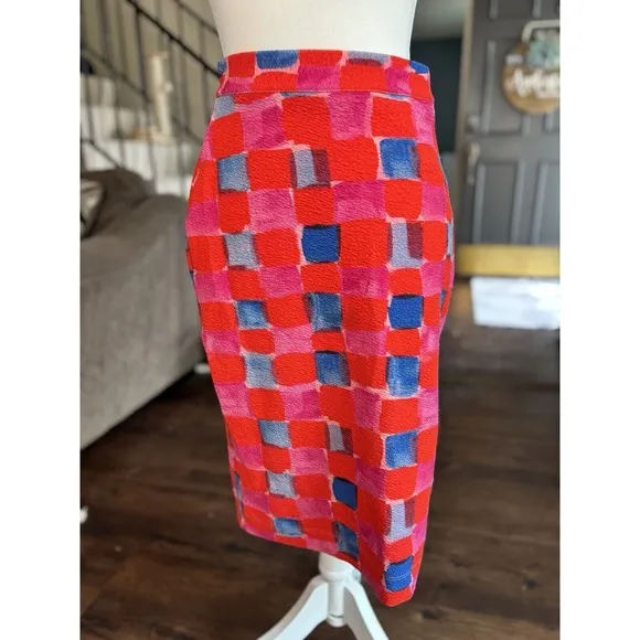 Anthropologie XS Maeve Slim Fit Midi Skirt Red Pencil Stretch
