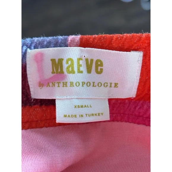 Anthropologie XS Maeve Slim Fit Midi Skirt Red Pencil Stretch