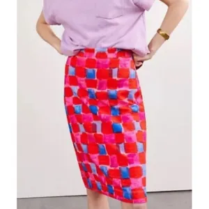 Anthropologie XS Maeve Slim Fit Midi Skirt Red Pencil Stretch