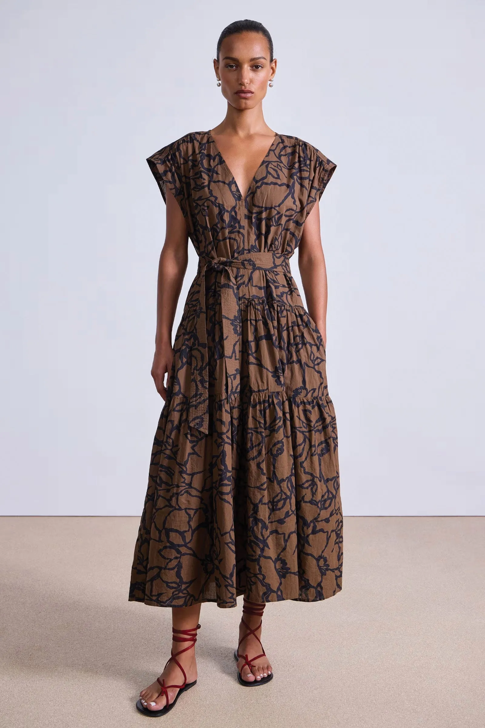 Apiece Apart Agathe Tier Maxi in Large Lace Chocolate Floral