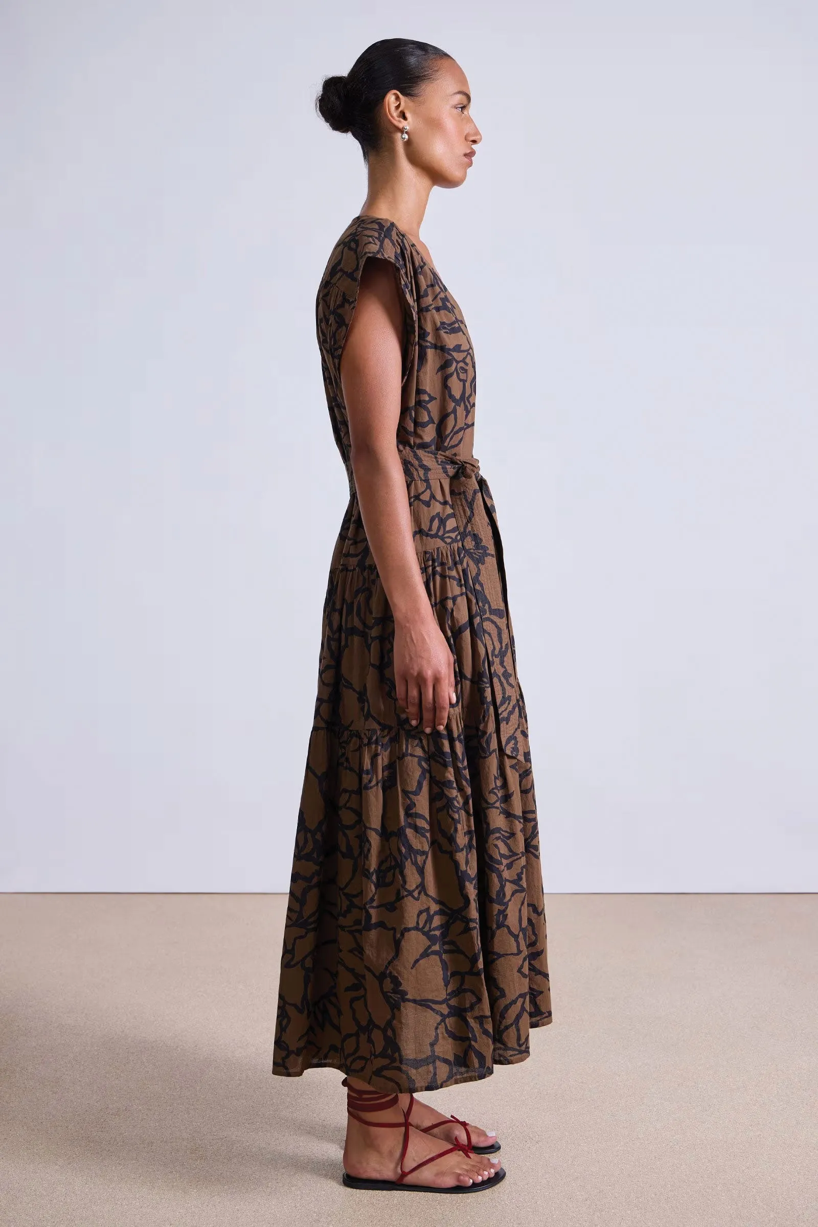 Apiece Apart Agathe Tier Maxi in Large Lace Chocolate Floral