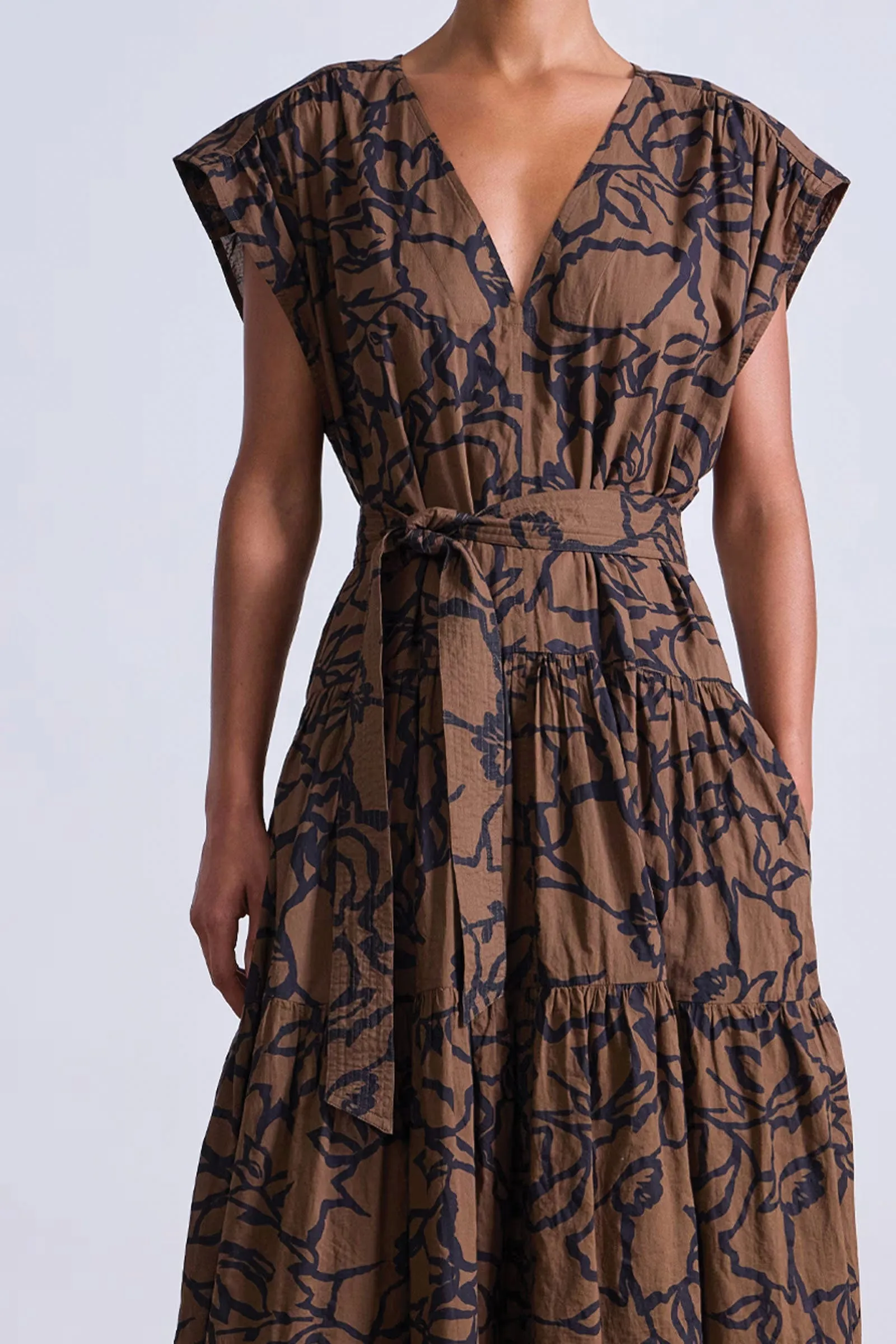 Apiece Apart Agathe Tier Maxi in Large Lace Chocolate Floral