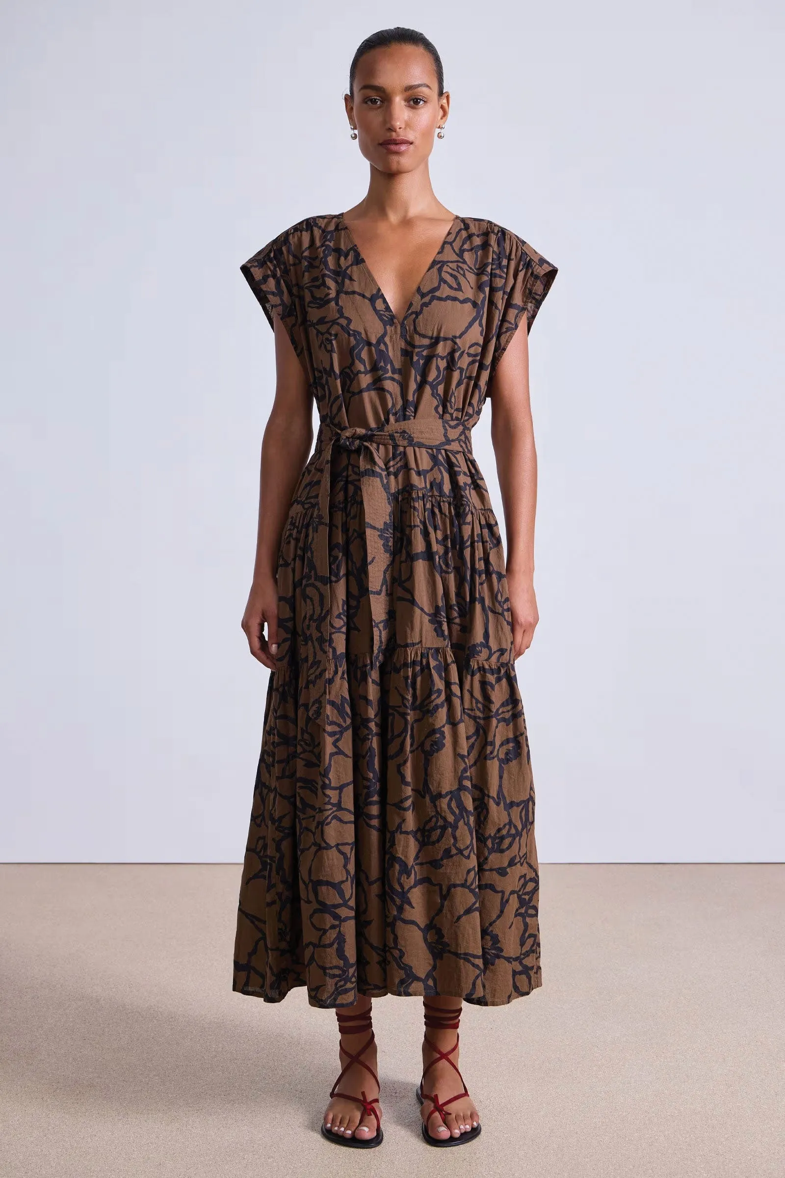 Apiece Apart Agathe Tier Maxi in Large Lace Chocolate Floral