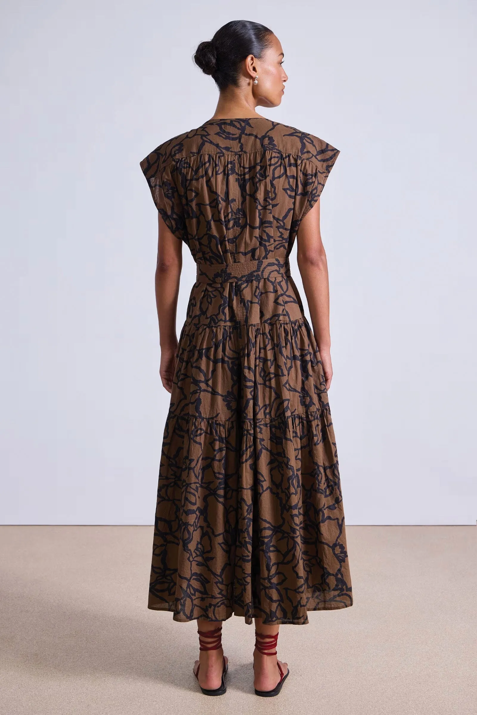 Apiece Apart Agathe Tier Maxi in Large Lace Chocolate Floral